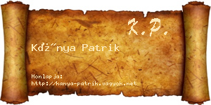 Kánya Patrik névjegykártya